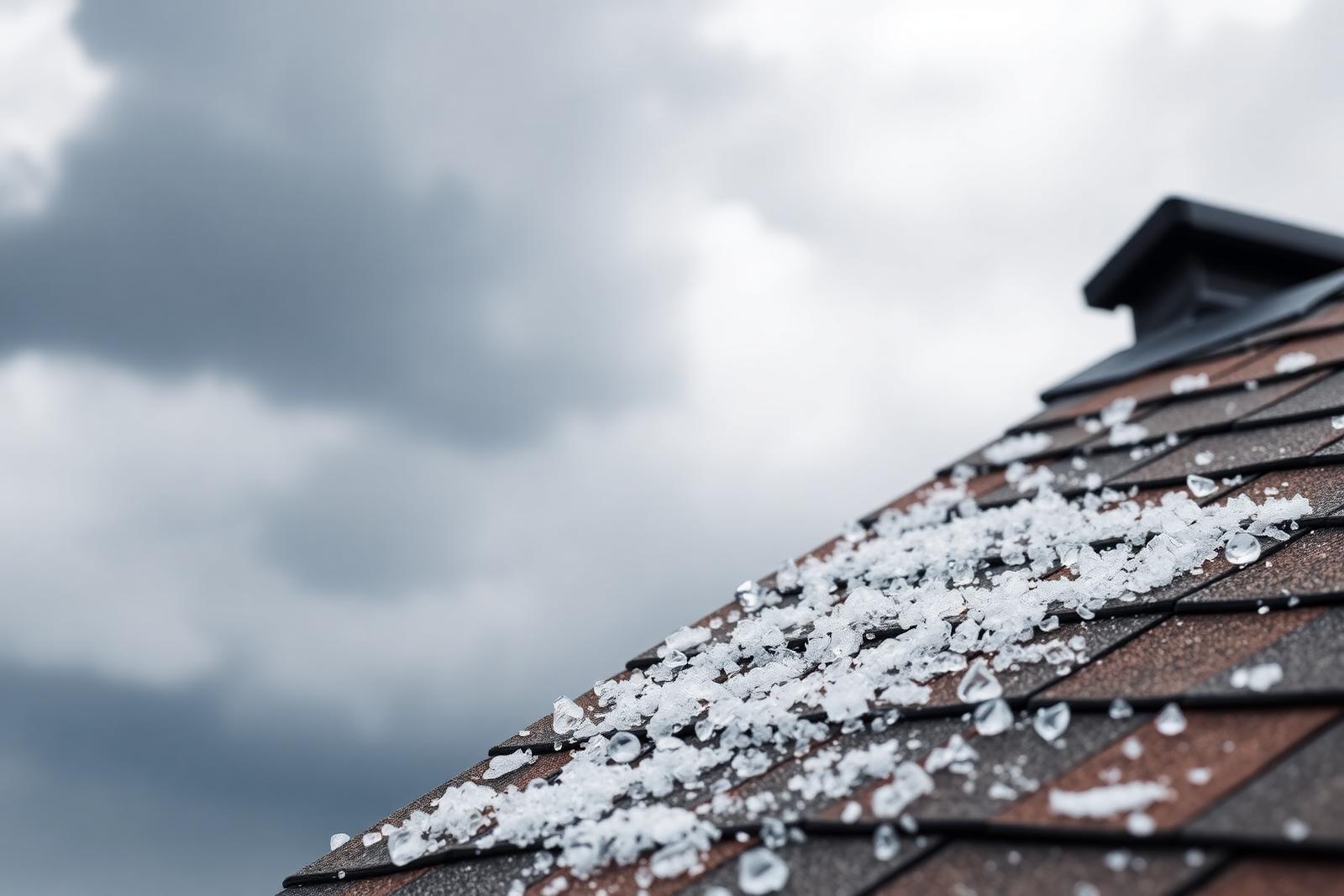 Hail damage on a roof